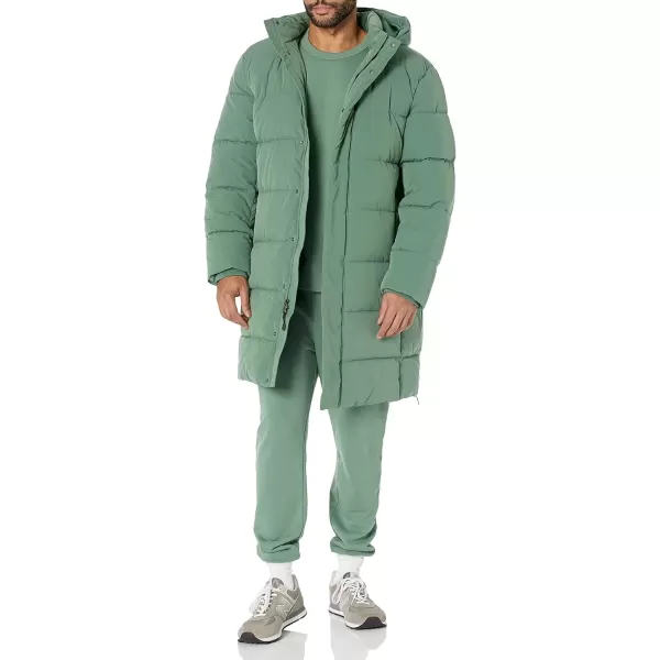 imageAmazon Essentials Mens Hooded Long Puffer CoatSage Green