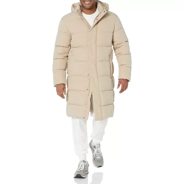 imageAmazon Essentials Mens Hooded Long Puffer CoatTan