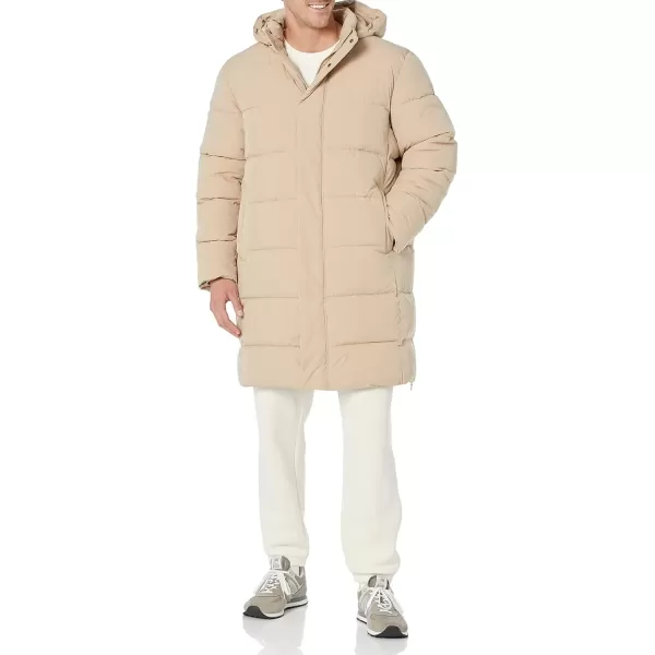 imageAmazon Essentials Mens Hooded Long Puffer CoatTan