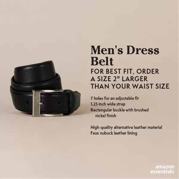 imageAmazon Essentials Mens Leather Belt Classic StyleDark Brown