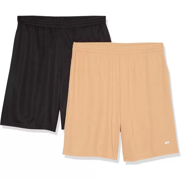 imageAmazon Essentials Mens Performance Tech LooseFit Shorts  Discontinued Colors Pack of 2BlackCamel