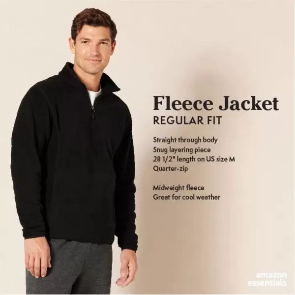 imageAmazon Essentials Mens QuarterZip Polar Fleece JacketBrown Heather