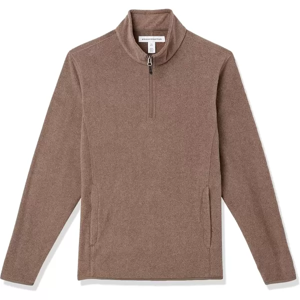 imageAmazon Essentials Mens QuarterZip Polar Fleece JacketBrown Heather