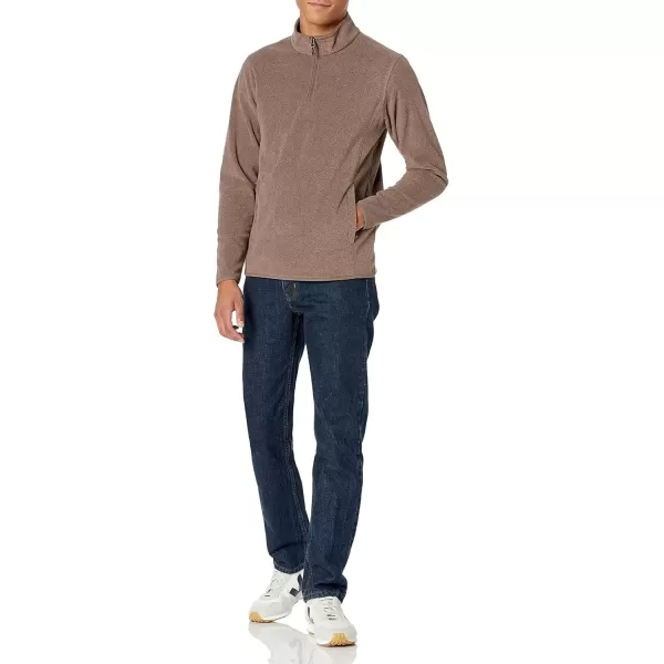 imageAmazon Essentials Mens QuarterZip Polar Fleece JacketBrown Heather