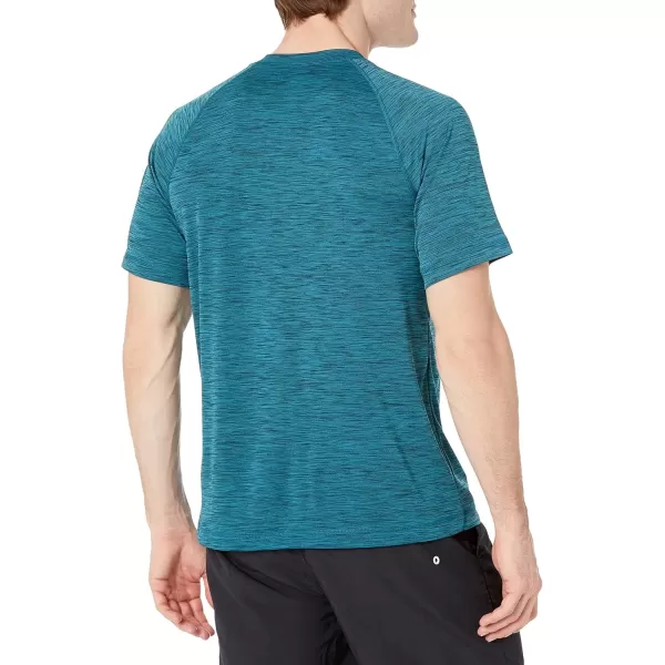 imageAmazon Essentials Mens SlimFit ShortSleeve QuickDry UPF 50 Swim TeeDark Teal Blue