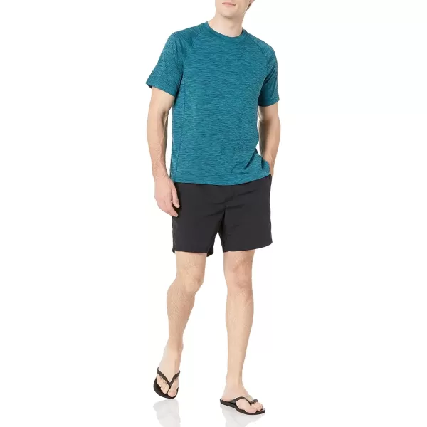 imageAmazon Essentials Mens SlimFit ShortSleeve QuickDry UPF 50 Swim TeeDark Teal Blue