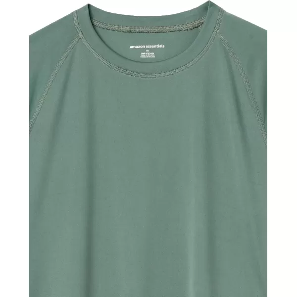 imageAmazon Essentials Mens SlimFit ShortSleeve QuickDry UPF 50 Swim TeeGreen