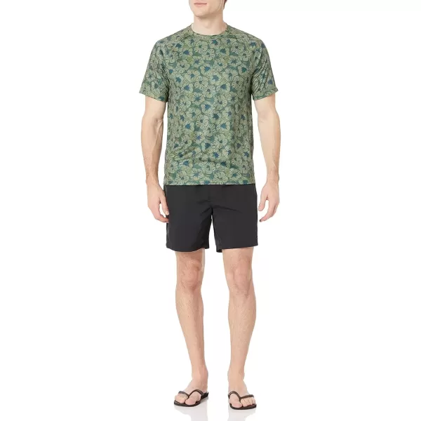 imageAmazon Essentials Mens SlimFit ShortSleeve QuickDry UPF 50 Swim TeeOlive Hibiscus Flower