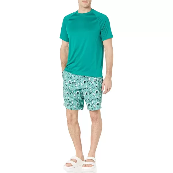 imageAmazon Essentials Mens SlimFit ShortSleeve QuickDry UPF 50 Swim TeeTeal Green