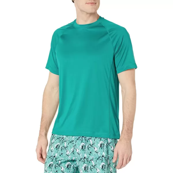 imageAmazon Essentials Mens SlimFit ShortSleeve QuickDry UPF 50 Swim TeeTeal Green