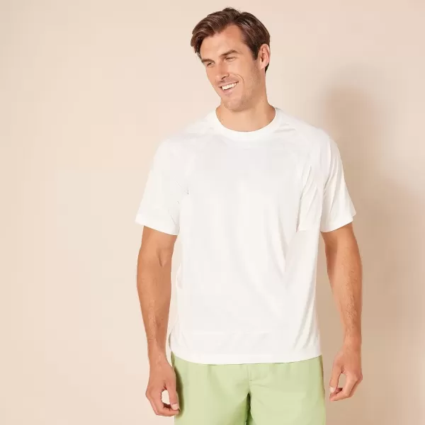 imageAmazon Essentials Mens SlimFit ShortSleeve QuickDry UPF 50 Swim TeeWhite