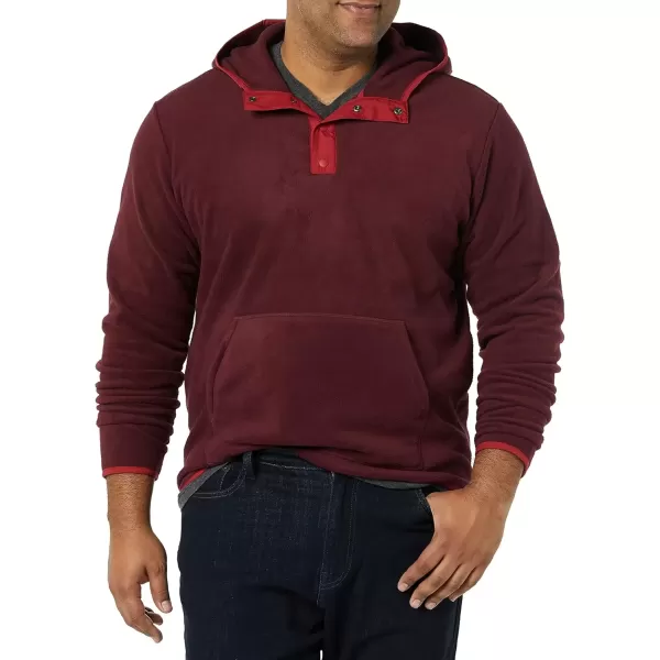 imageAmazon Essentials Mens SnapFront Hooded Polar Fleece JacketBurgundy Red Color Block