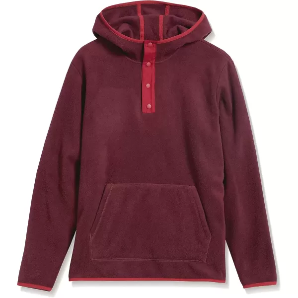 imageAmazon Essentials Mens SnapFront Hooded Polar Fleece JacketBurgundy Red Color Block