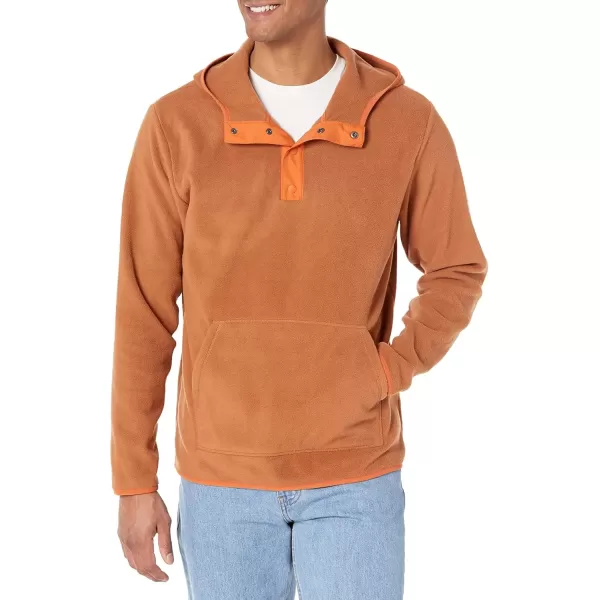 imageAmazon Essentials Mens SnapFront Hooded Polar Fleece JacketCamel Orange Color Block