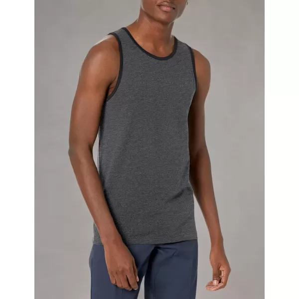 imageAmazon Essentials Mens Tank Top RegularFit UndershirtBlack Charcoal Heather