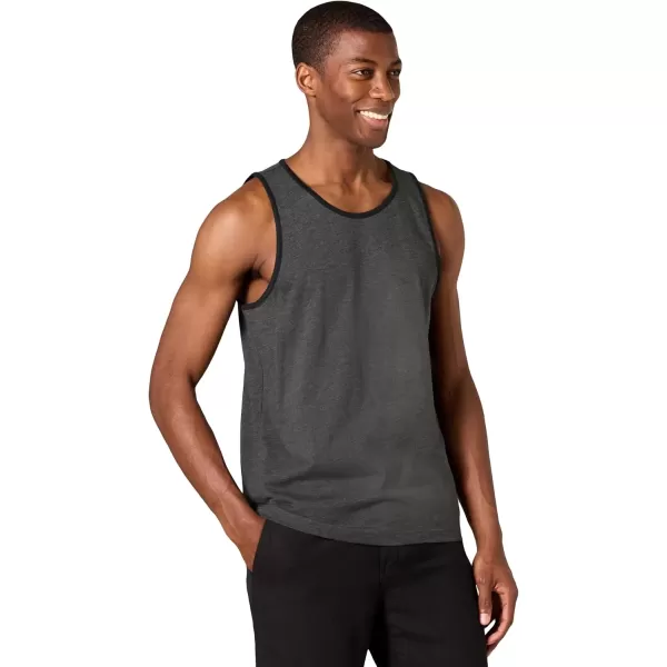 imageAmazon Essentials Mens Tank Top RegularFit UndershirtBlack Charcoal Heather