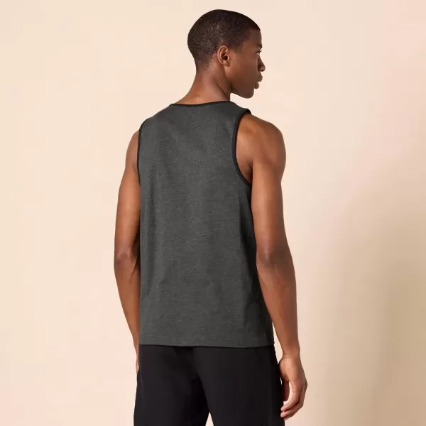 imageAmazon Essentials Mens Tank Top RegularFit UndershirtBlack Charcoal Heather