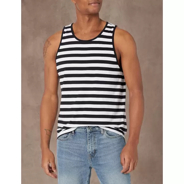 imageAmazon Essentials Mens Tank Top RegularFit UndershirtBlack White Horizontal Stripe