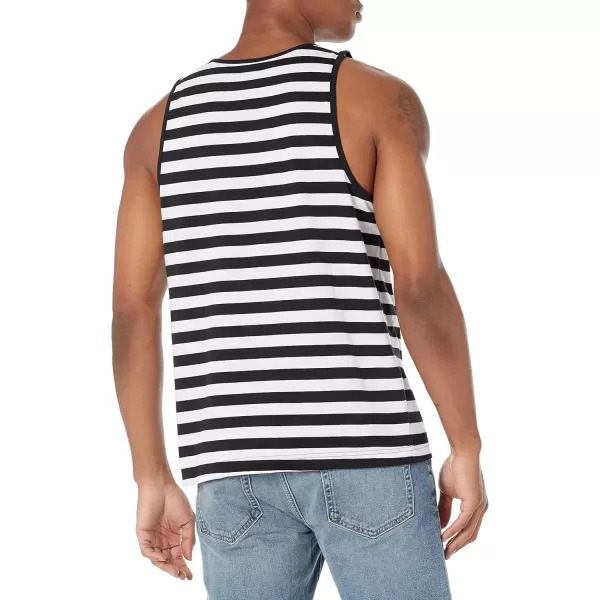 imageAmazon Essentials Mens Tank Top RegularFit UndershirtBlack White Horizontal Stripe