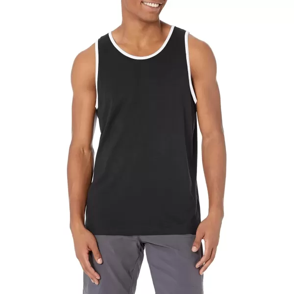 imageAmazon Essentials Mens Tank Top RegularFit UndershirtBlackWhite