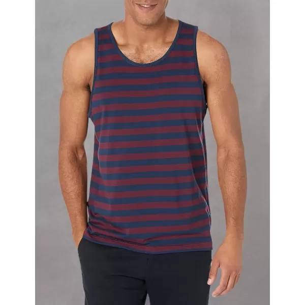 imageAmazon Essentials Mens Tank Top RegularFit UndershirtBurgundy Navy Stripe