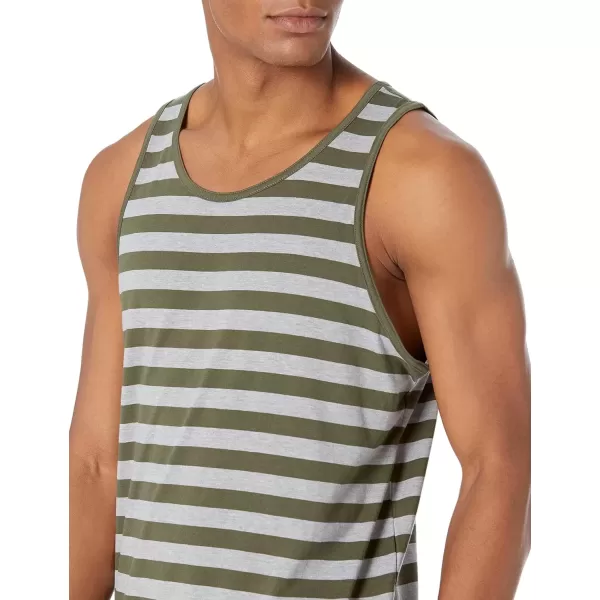 imageAmazon Essentials Mens Tank Top RegularFit UndershirtDark GreenLight Grey Heather