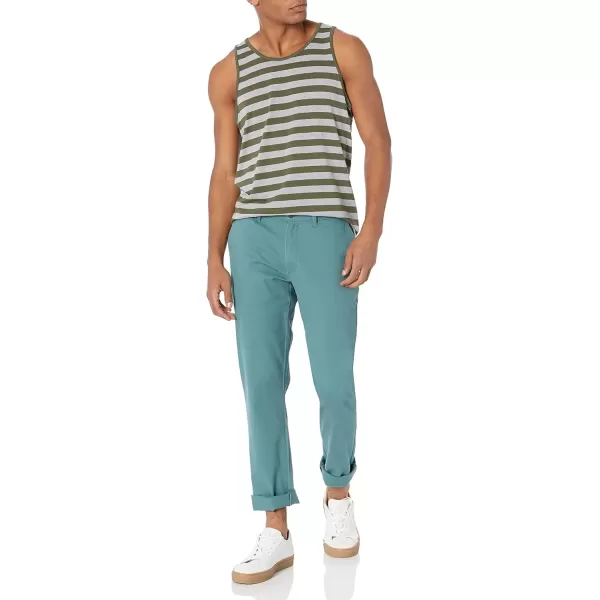 imageAmazon Essentials Mens Tank Top RegularFit UndershirtDark GreenLight Grey Heather