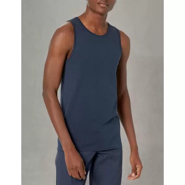 imageAmazon Essentials Mens Tank Top RegularFit UndershirtSteel Blue