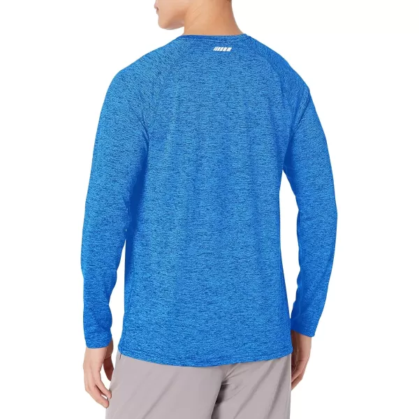imageAmazon Essentials Mens Tech Stretch LongSleeve TShirt  Discontinued ColorsBlue Heather