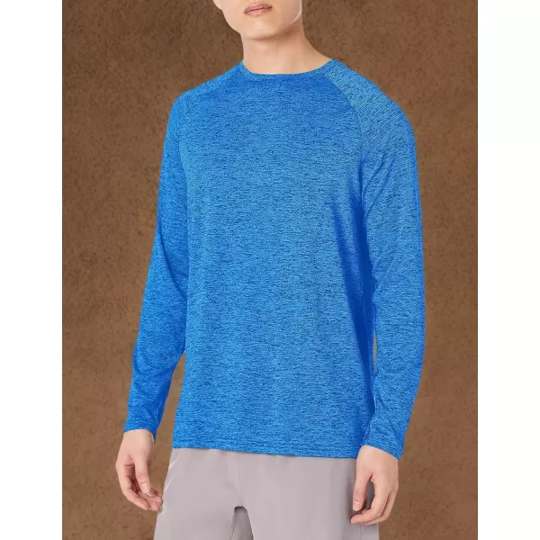 imageAmazon Essentials Mens Tech Stretch LongSleeve TShirt  Discontinued ColorsBlue Heather