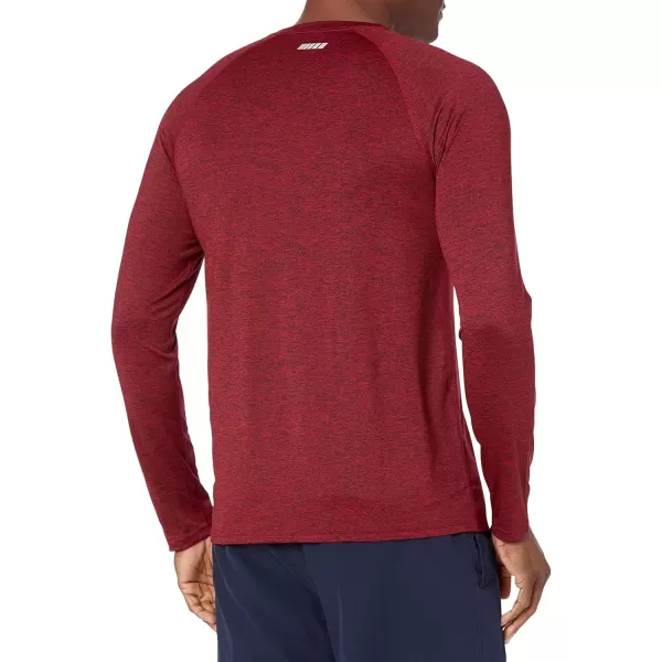 imageAmazon Essentials Mens Tech Stretch LongSleeve TShirt  Discontinued ColorsRed Heather