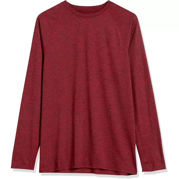 imageAmazon Essentials Mens Tech Stretch LongSleeve TShirt  Discontinued ColorsRed Heather