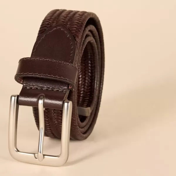 imageAmazon Essentials Mens Tubular Stretch Weave BeltBrown