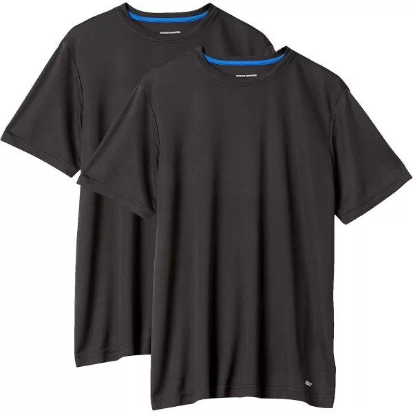 imageAmazon Essentials TShirts for Men Active Performance Tech Available in Big ampamp Tall Pack of 2Black
