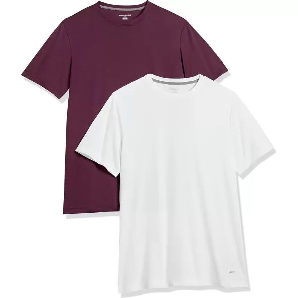 imageAmazon Essentials TShirts for Men Active Performance Tech Available in Big ampamp Tall Pack of 2BurgundyWhite