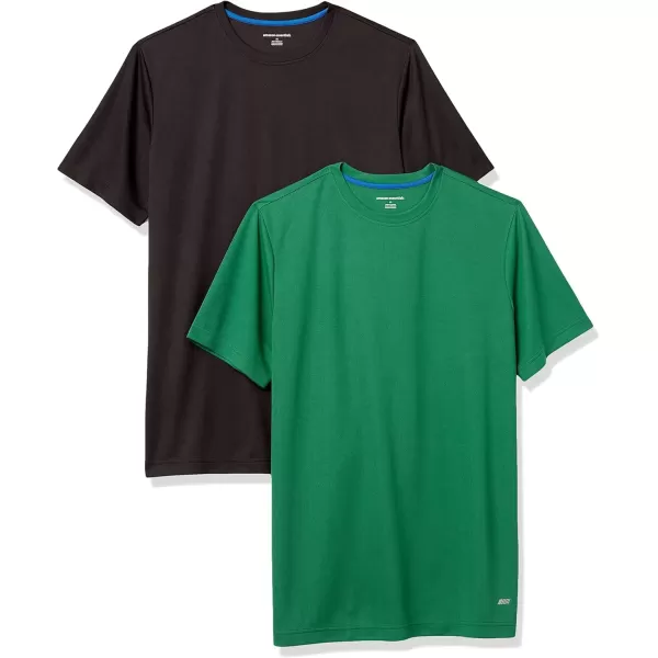 imageAmazon Essentials TShirts for Men Active Performance Tech Available in Big ampamp Tall Pack of 2GreenBlack