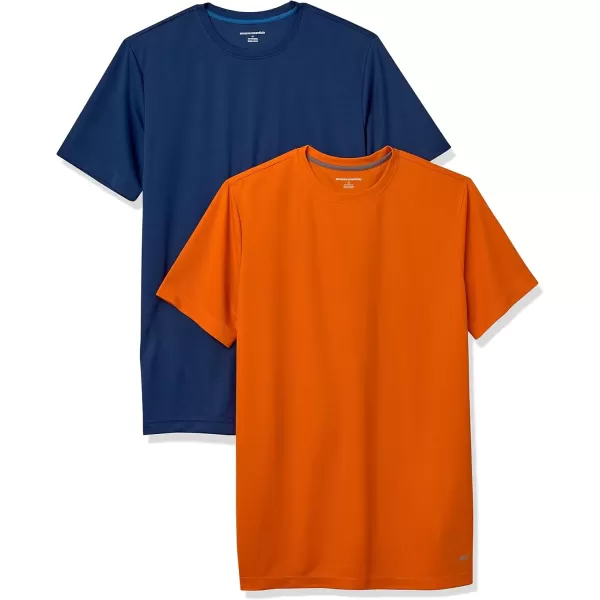 imageAmazon Essentials TShirts for Men Active Performance Tech Available in Big ampamp Tall Pack of 2OrangeNavy