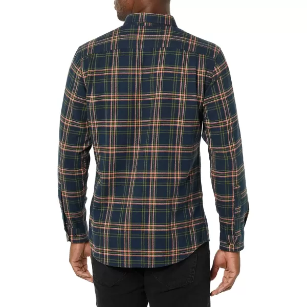 imageAmazon Essentials Mens Flannel Shirts Long Sleeve SlimFit Button Down PlaidDark Green Navy Plaid