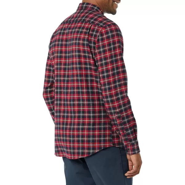 imageAmazon Essentials Mens Flannel Shirts Long Sleeve SlimFit Button Down PlaidDark Red Plaid