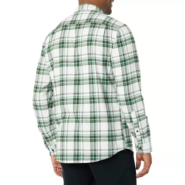 imageAmazon Essentials Mens Flannel Shirts Long Sleeve SlimFit Button Down PlaidGreen White Plaid