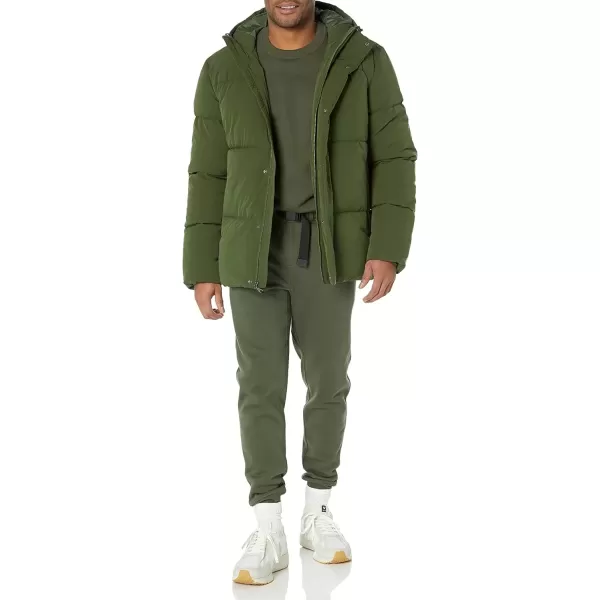 imageAmazon Essentials Mens MidLength Hooded Puffer Coat Available in Big ampamp TallDark Olive