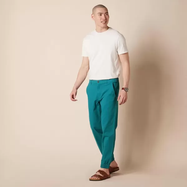 imageAmazon Essentials Mens Pants Chinos StraightFit JoggerWashed Teal Green