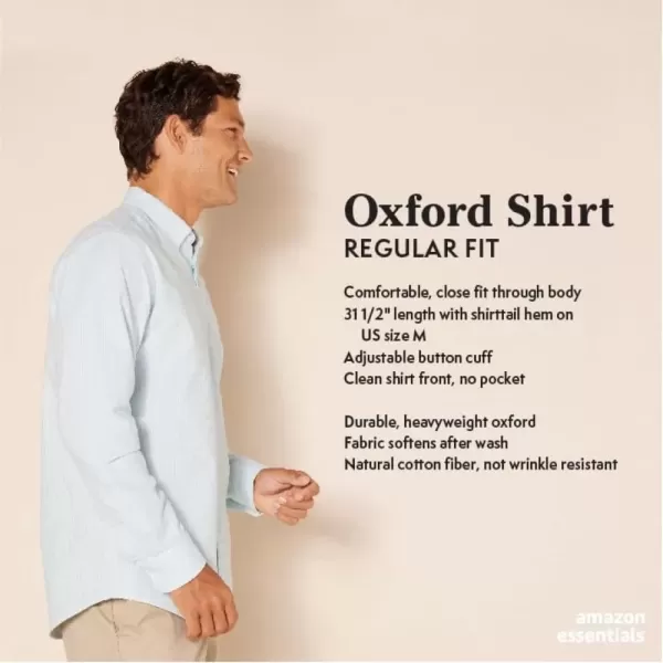 imageAmazon Essentials Mens RegularFit Long Sleeve Oxford ShirtNavy