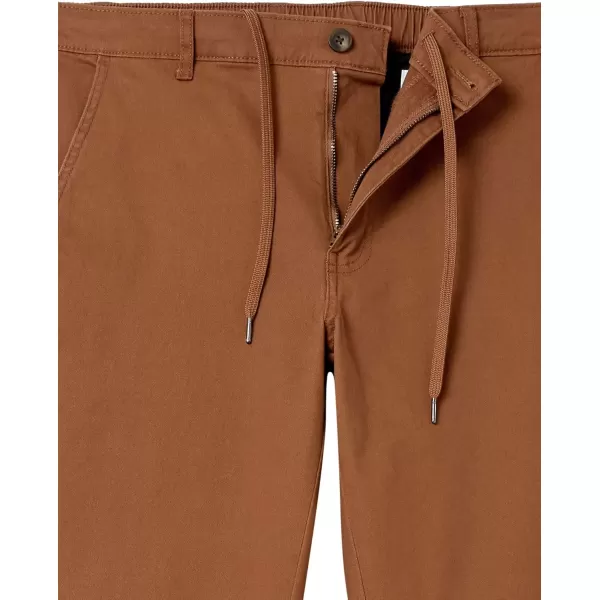 imageAmazon Essentials Mens SlimFit Chino Jogger PantDark Khaki Brown