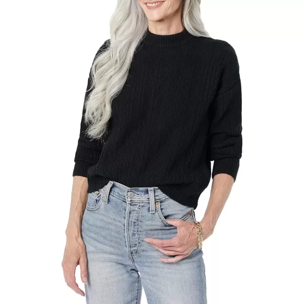 imageAmazon Essentials Womens Cable Knit Sweater SoftTouch Modern Crewneck Plus Size AvailableBlack