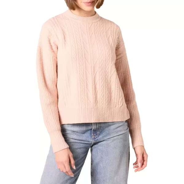 imageAmazon Essentials Womens Cable Knit Sweater SoftTouch Modern Crewneck Plus Size AvailableBlush