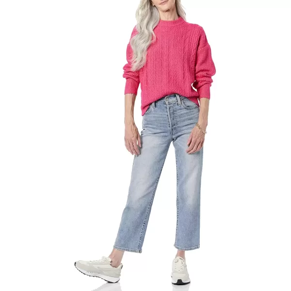 imageAmazon Essentials Womens Cable Knit Sweater SoftTouch Modern Crewneck Plus Size AvailableHot Pink