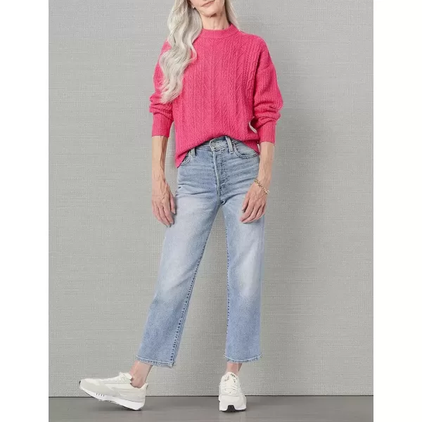 imageAmazon Essentials Womens Cable Knit Sweater SoftTouch Modern Crewneck Plus Size AvailableHot Pink