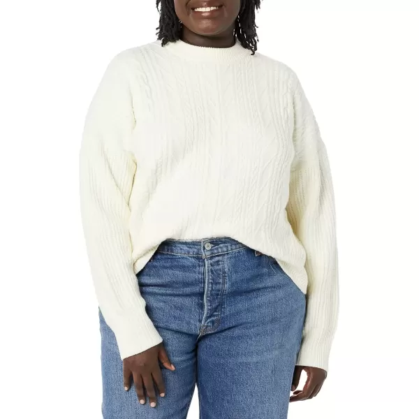 imageAmazon Essentials Womens Cable Knit Sweater SoftTouch Modern Crewneck Plus Size AvailableIvory