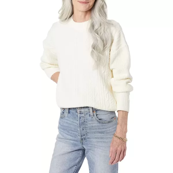 imageAmazon Essentials Womens Cable Knit Sweater SoftTouch Modern Crewneck Plus Size AvailableIvory